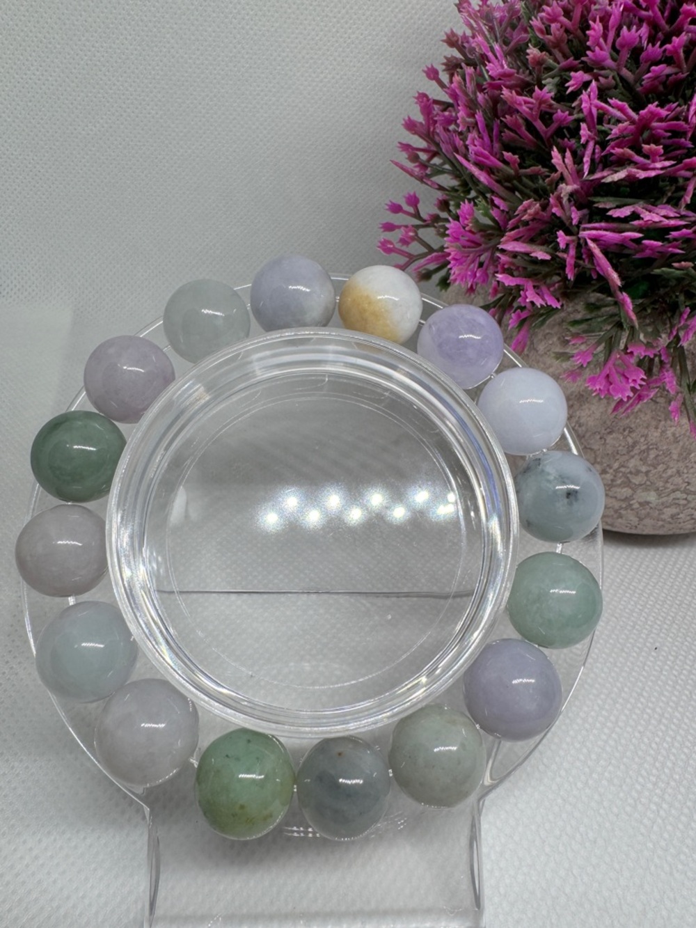 Natural Burmese Type-A Jadeite Jade 12.6mm Bead Bracelet